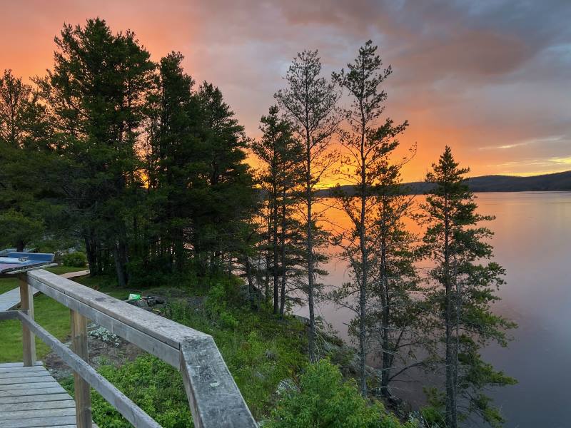 Amazing sunrise view from the Rex Lake Outpost deck