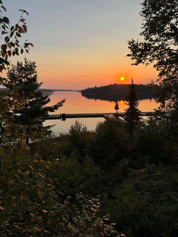 Beautiful scenery view of the Canadian Lake and Trees at Halley's Camps Kettle Falls.